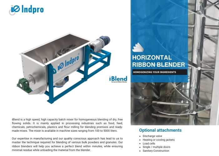 Ribbon Blender Brochure pdf -Indpro Engineering Pune