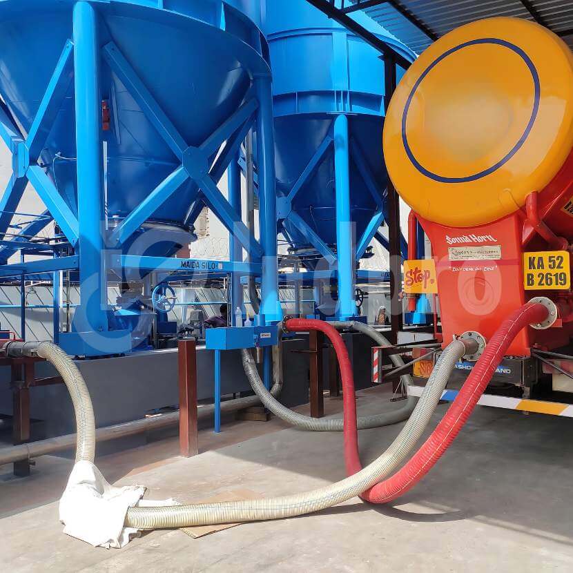 Automated bulker unloading system connected to storage silos- indpro